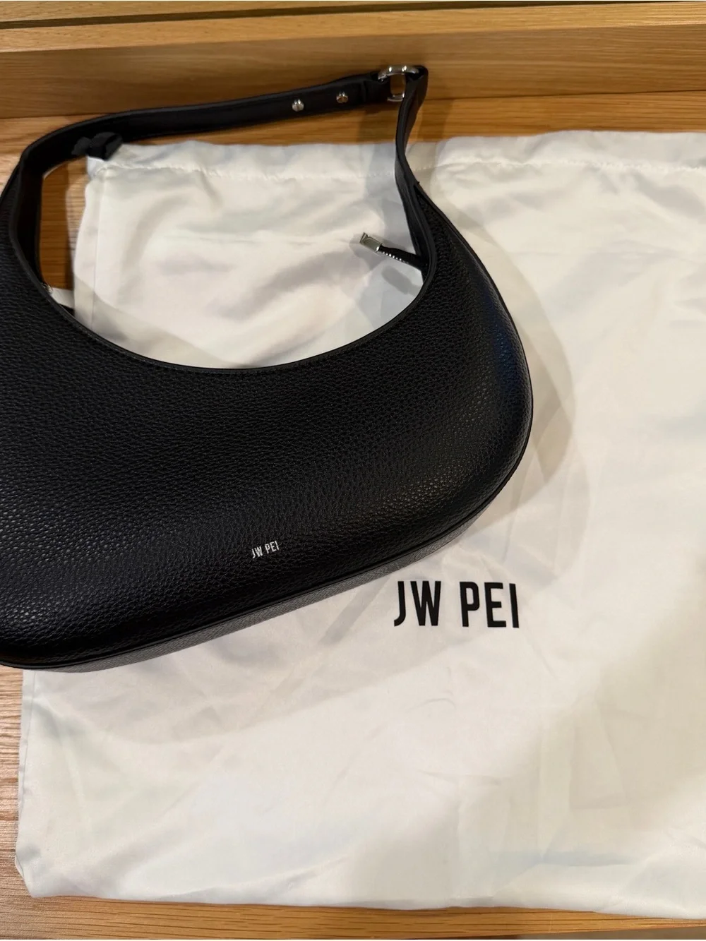 JW PEI Black Pebbled Shoulder Bag
